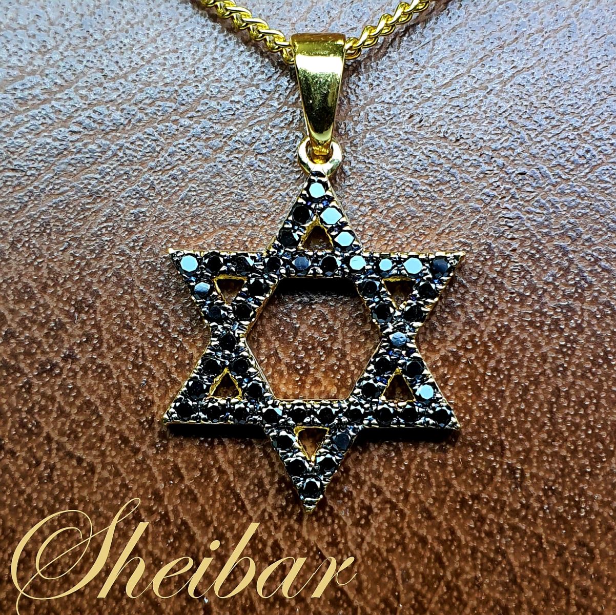 שרשרת מגן דוד יהלומים שחורים